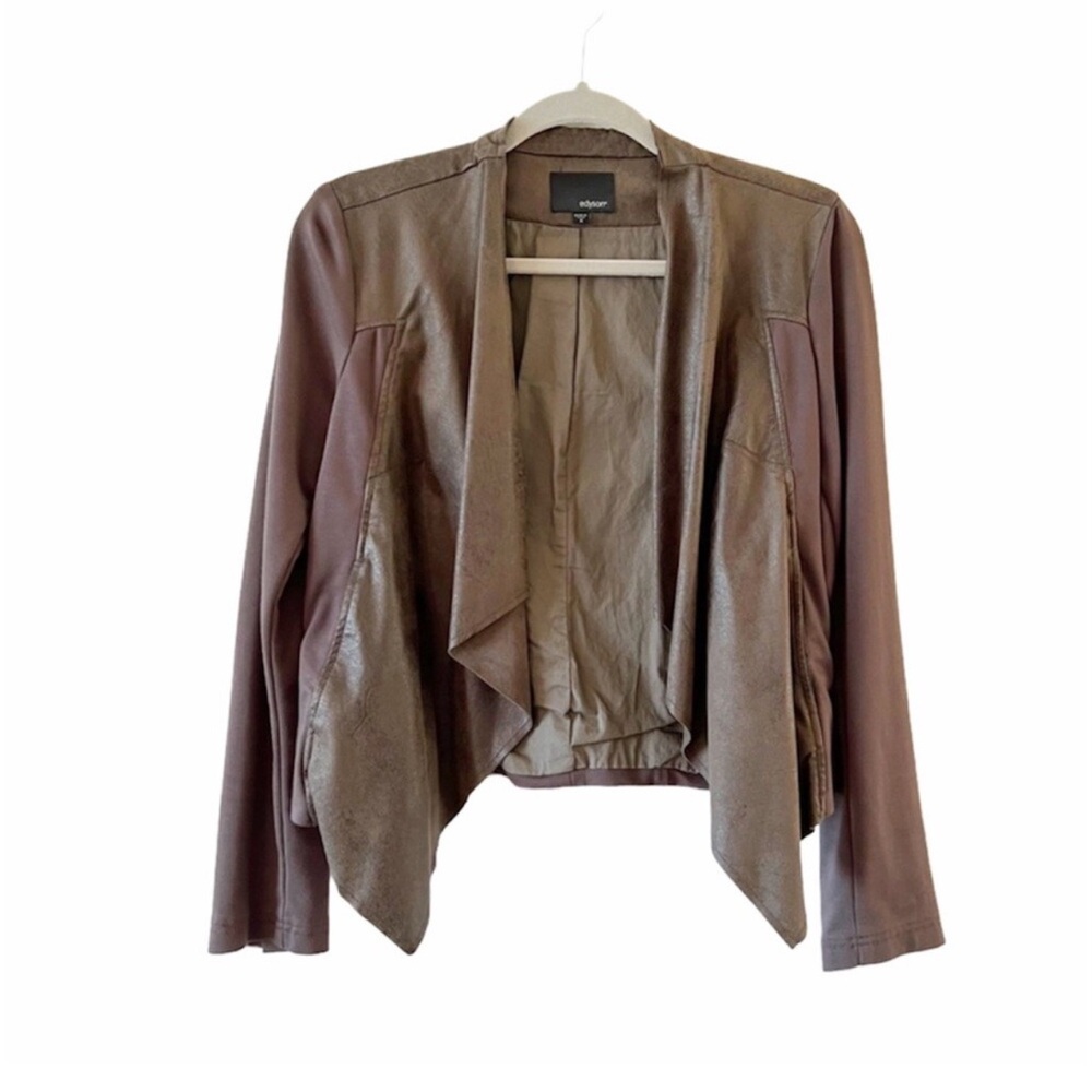 Edyson Women's Leather Waterfall Cardigan - Brown